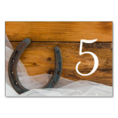 Hoefijzer Veil Country Barn Wedding Table Numbers Kaart (Achterkant)