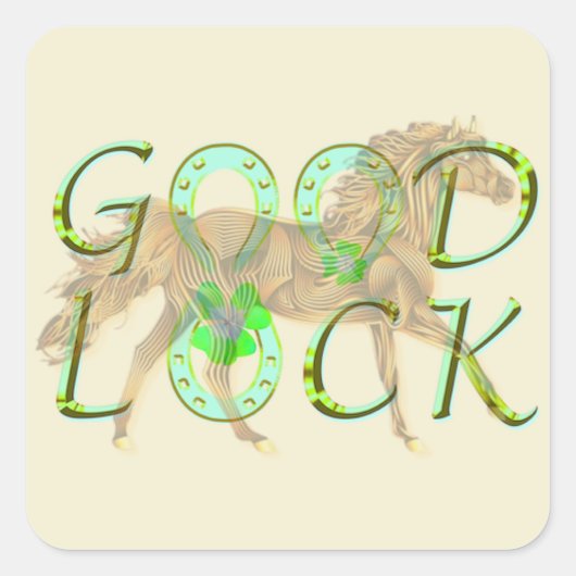 hoefijzer vierkante sticker (Voorkant)