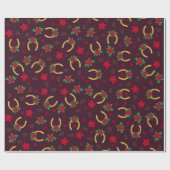 Hoefijzer voor kerstmis in Poinsettia Cadeaupapier (Vlak)