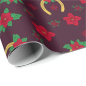 Hoefijzer voor kerstmis in Poinsettia Cadeaupapier (Rol Hoek)