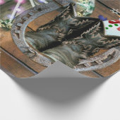 Hoefijzer voor kerstpaardenwagon Cowboy Boots Cadeaupapier (Hoek)