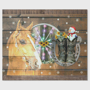 Hoefijzer voor kerstpaardenwagon Cowboy Boots Cadeaupapier