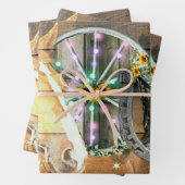 Hoefijzer voor kerstpaardenwagon Cowboy Boots Inpakpapier Vel (In situ)