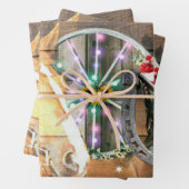 Hoefijzer voor kerstpaardenwagon Cowboy Boots Inpakpapier Vel (In situ)