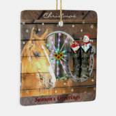 Hoefijzer voor kerstpaardenwagon Cowboy Boots Keramisch Ornament (Rechts)
