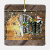 Hoefijzer voor kerstpaardenwagon Cowboy Boots Keramisch Ornament (Achterkant)