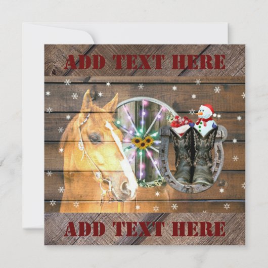 Hoefijzer voor kerstpaardenwagon Cowboy Boots Notitiekaartje (Voorkant)