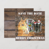 Hoefijzer voor kerstpaardenwagon Cowboy Boots Save The Date (Voorkant / Achterkant)