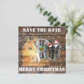 Hoefijzer voor kerstpaardenwagon Cowboy Boots Save The Date (Staand voorkant)