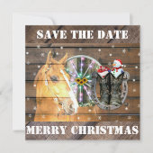 Hoefijzer voor kerstpaardenwagon Cowboy Boots Save The Date (Voorkant)
