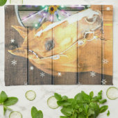 Hoefijzer voor kerstpaardenwagon Cowboy Boots Theedoek (Gevouwen)