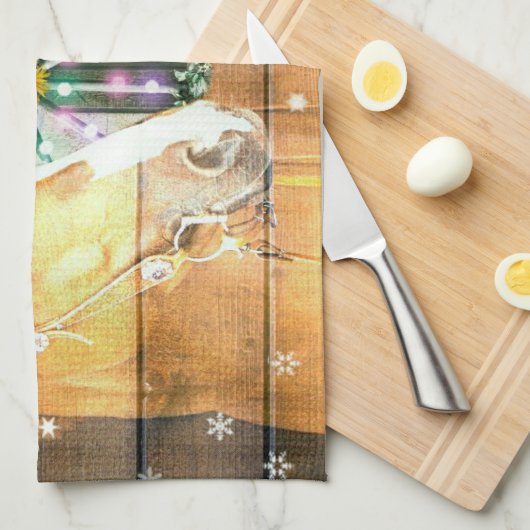 Hoefijzer voor kerstpaardenwagon Cowboy Boots Theedoek (Quarter Fold)