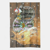 Hoefijzer voor kerstpaardenwagon Cowboy Boots Theedoek (Verticaal)