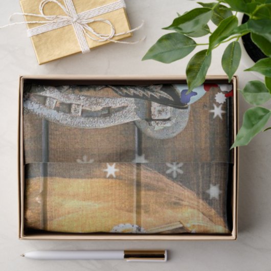 Hoefijzer voor kerstpaardenwagon Cowboy Boots Tissuepapier (Geschenk)