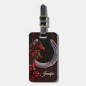 Hoefijzer voor paardenkerst bagagelabel (Voorkant verticaal)