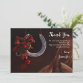 Hoefijzer voor paardenkerst bedankkaart (Staand voorkant)