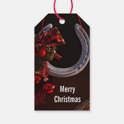 Hoefijzer voor paardenkerst cadeaulabel (Voorkant)