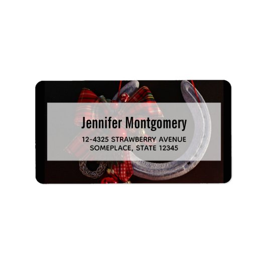 Hoefijzer voor paardenkerst etiket (Voorkant)