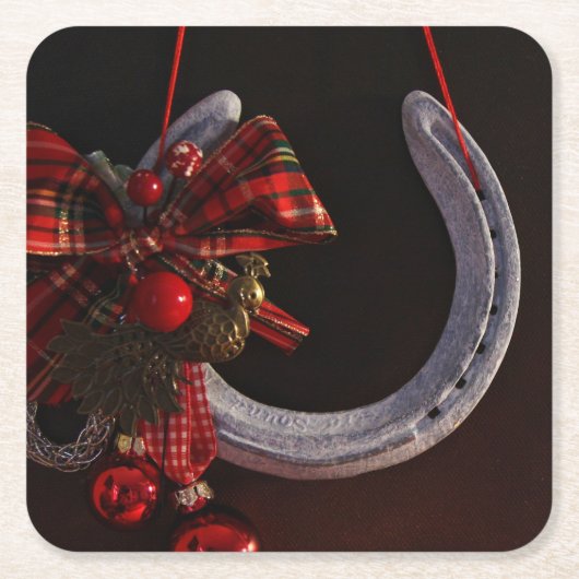 Hoefijzer voor paardenkerst kartonnen onderzetters (Voorkant)