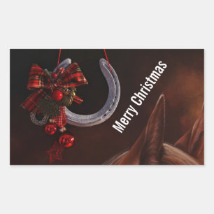 Hoefijzer voor paardenkerst rechthoekige sticker