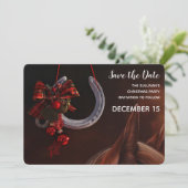 Hoefijzer voor paardenkerst save the date (Staand voorkant)