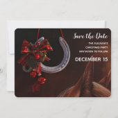 Hoefijzer voor paardenkerst save the date (Voorkant)