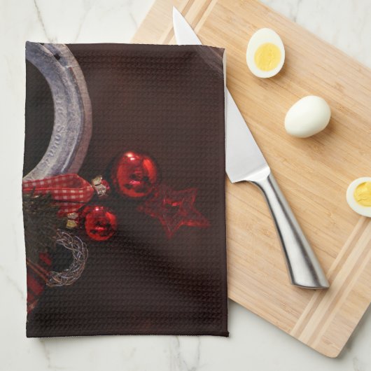 Hoefijzer voor paardenkerst theedoek (Quarter Fold)