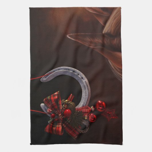 Hoefijzer voor paardenkerst theedoek (Verticaal)