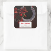 Hoefijzer voor paardenkerst vierkante sticker (Tas)