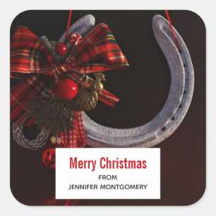 Hoefijzer voor paardenkerst vierkante sticker