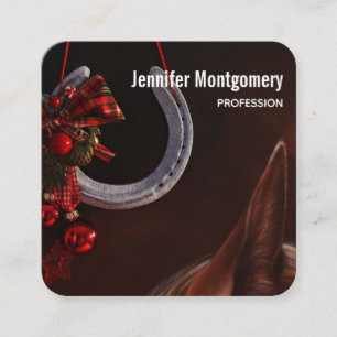 Hoefijzer voor paardenkerst vierkante visitekaartje