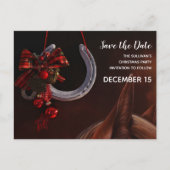 Hoefijzer voor paardenkersthantering Sla de datum  Uitnodiging Briefkaart (Voorkant)