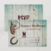Hoefijzer Wagon Wheel Barrel Weddenschap RSVP-kaar RSVP Kaartje (Voorkant / Achterkant)