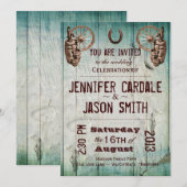 Hoefijzer Wagon Wheel Barrel Wedding Invitations Kaart (Voorkant / Achterkant)