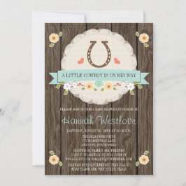 HOEFIJZER WESTERNE BOY BABY SHOWER INVITATIE KAART