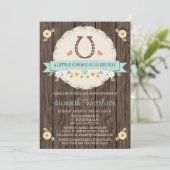 HOEFIJZER WESTERNE BOY BABY SHOWER INVITATIE KAART (Staand voorkant)