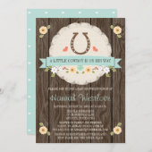 HOEFIJZER WESTERNE BOY BABY SHOWER INVITATIE KAART (Voorkant / Achterkant)