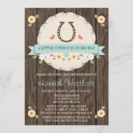 HOEFIJZER WESTERNE BOY BABY SHOWER INVITATIE KAART