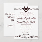 Hoefijzer Westerne huwelijksuitnodiging Barbed Wir Kaart (Voorkant / Achterkant)