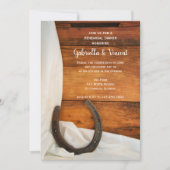 Hoefijzer White Satin Western Rehearings Dinner Kaart (Voorkant)