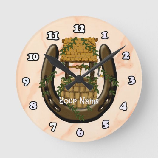 Hoefijzer Wishing Well Clock Ronde Klok (Voorkant)