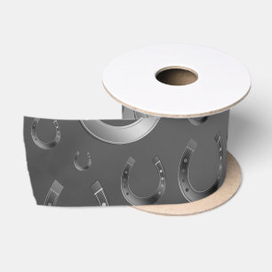 hoefijzer, zilver, patroon grijs, geluk, patroon, satijnen lint