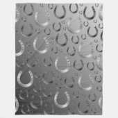 hoefijzer, zilver, patroongrijs, geluk, patroon, g fleece deken (Voorkant)