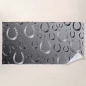 hoefijzer, zilver, patroongrijs, geluk, patroon, g strandlaken (Voorkant)