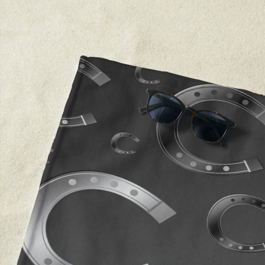 hoefijzer, zilver, patroongrijs, geluk, patroon, g strandlaken (In situ)