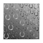 hoefijzer, zilver, patroongrijs, geluk, patroon, tegeltje (Voorkant)