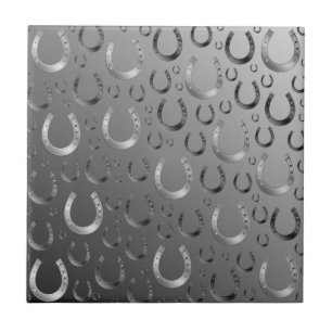 hoefijzer, zilver, patroongrijs, geluk, patroon, tegeltje