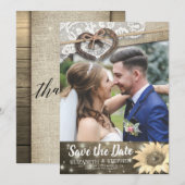 Hoefijzer Zonnebloem Bodembewaardatum FOTO Save The Date (Voorkant / Achterkant)