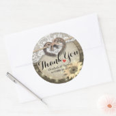 Hoefijzer Zonnebloem Hout Land Weddenschap Bedankt Ronde Sticker (Envelop)