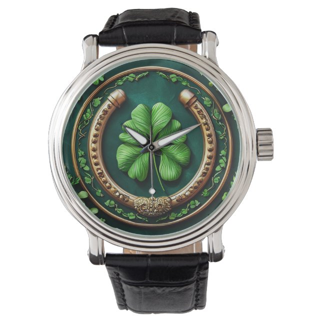 🍀🐴 Hoefijzergelukklaver Horloge ✨⌚ (Voorkant)
